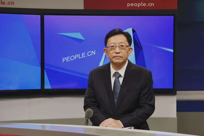 中國節(jié)能環(huán)保集團(tuán)有限公司黨委書記、董事長宋鑫做客人民網(wǎng)。人民網(wǎng)記者 王曉嘯 攝